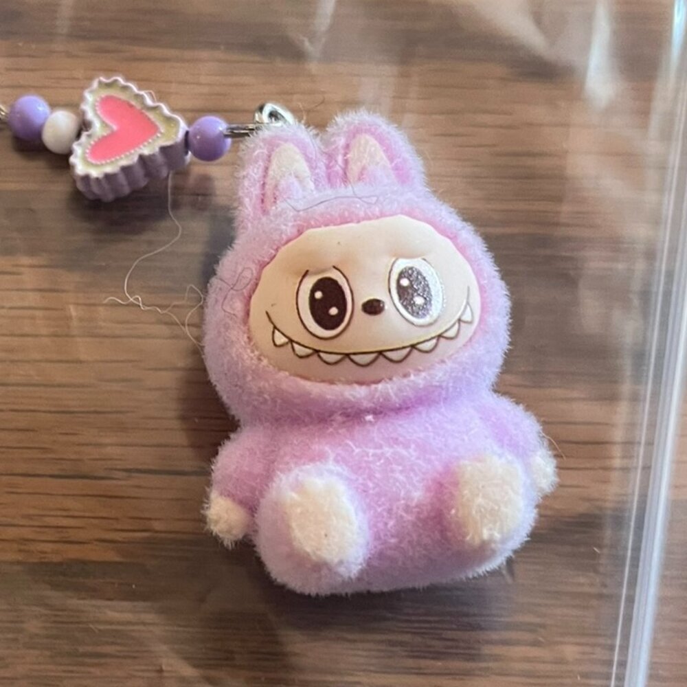 Mini Labubu Purple Bow Charm Key Chain - Picture 6 of 7